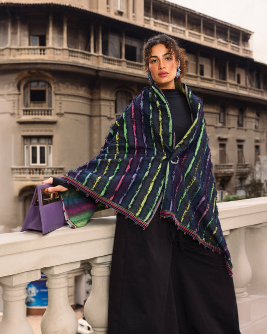 The Line Pattern Denim Shal