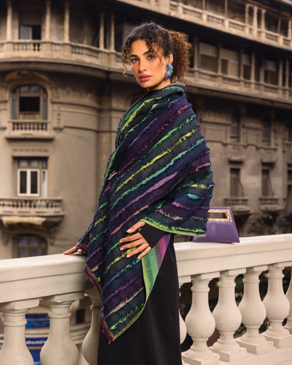 The Line Pattern Denim Shal